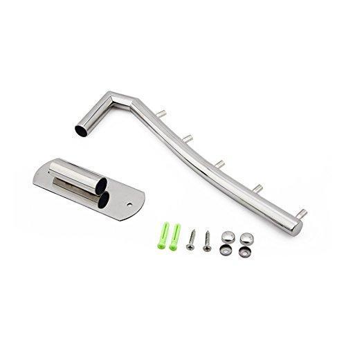 Cheap catanexus folding wall mounted clothes hanger rack clothes hook stainless steel with swing arm holder clothing hanging system closet storage organizer heavy duty drying rack with 5 hooks polished finish