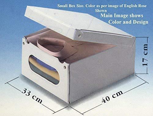 Great protect store organize and keep dust out with our sturdy italian stackable closet storage boxes with hinged lid and window vinyl covered in and out for ez cleaning english rose design set of 3