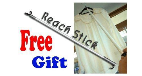 Shop here prince hanger one touch double 2 tier adjustable hanger holds 80kg176lb per horizontal bar clothing rack closet organizer 38mm vertical pole heavy duty garment rack phus 0033