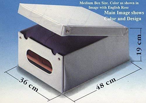 Heavy duty protect store organize and keep dust out with our sturdy italian stackable closet storage boxes with hinged lid and window vinyl covered in and out for ez cleaning english rose design set of 3