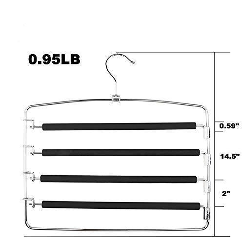 Save clothes pants hangers 2 pack sunblo multi layers space saving slack hangers non slip foam padded metal closet storage organizer for jeans trousers skirts scarf black