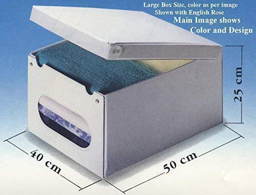 Home protect store organize and keep dust out with our sturdy italian stackable closet storage boxes with hinged lid and window vinyl covered in and out for ez cleaning english rose design set of 3