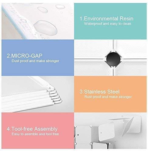 Kitchen kousi portable storage shelf cube shelving bookcase bookshelf cubby organizing closet toy organizer cabinet black no door 16 cubes