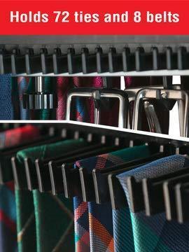 Best storagemaid motorized tie rack organizer for closet with led lights battery operated holds 72 ties and 8 belts includes j hooks for wire shelving bonus tie travel pouch tie clip
