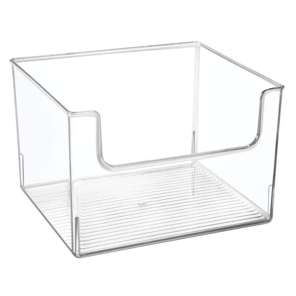 Buy mdesign deep plastic home storage organizer bin for cube furniture shelving in office entryway closet cabinet bedroom laundry room nursery kids toy room open front 12 wide 4 pack clear
