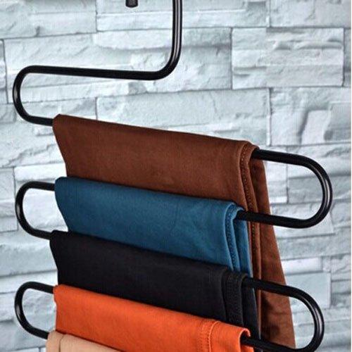 New hunger metal multi fonction s shape clothes closet hangers clothing organizer black