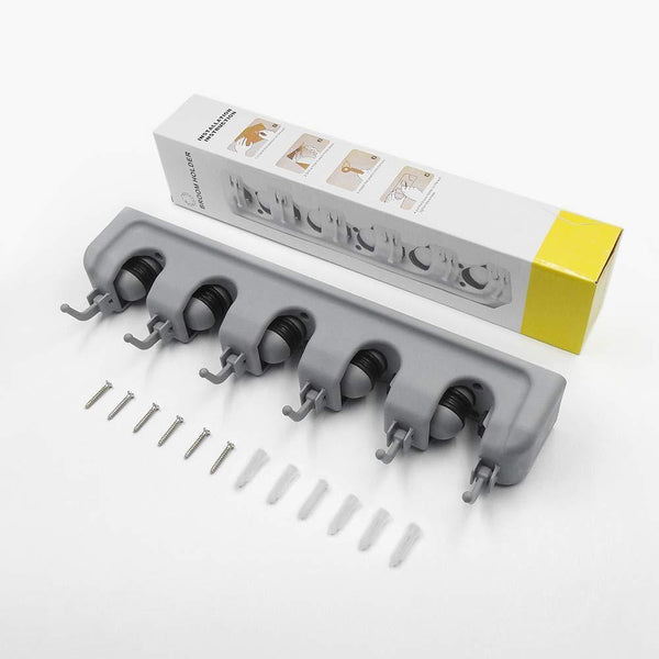 Cheap digital ant mop and broom holder wall mounted garden tool storage tool rack storage organization storage hooks for home closet garage garden shed and etc 5 positions with 6 hooks