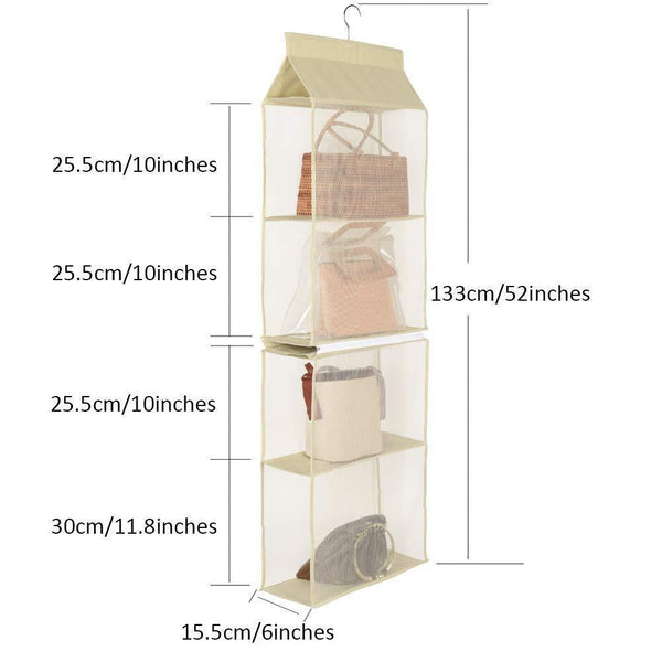 Budget friendly hanging purse handbag organizer handbag organizer for purses homewares nonwoven 4 pockets hanging closet storage bag holder wardrobe closet space saving organizers system for living room bedroom use