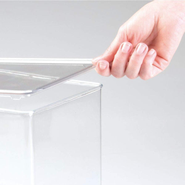 Storage mdesign stackable closet plastic storage bin box with lid container for organizing mens and womens shoes booties pumps sandals wedges flats heels and accessories 7 high 6 pack clear