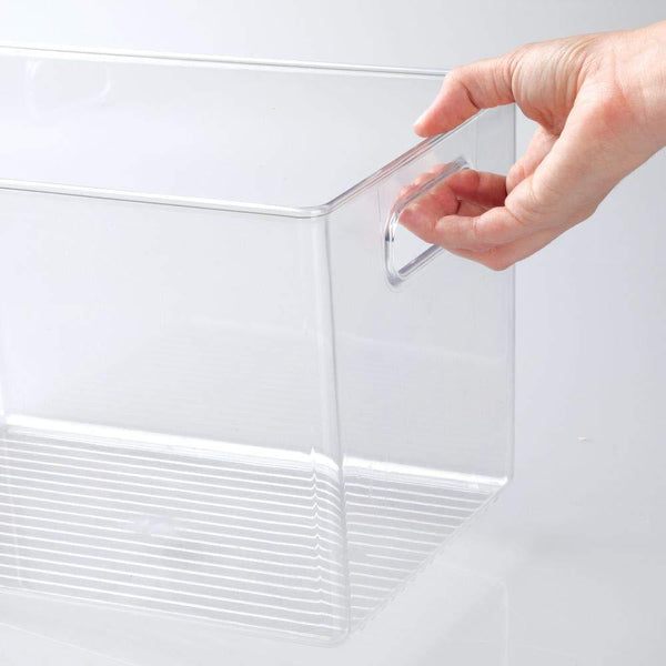 Order now mdesign deep plastic home storage organizer bin for cube furniture shelving in office entryway closet cabinet bedroom laundry room nursery kids toy room 12 x 8 x 8 4 pack clear