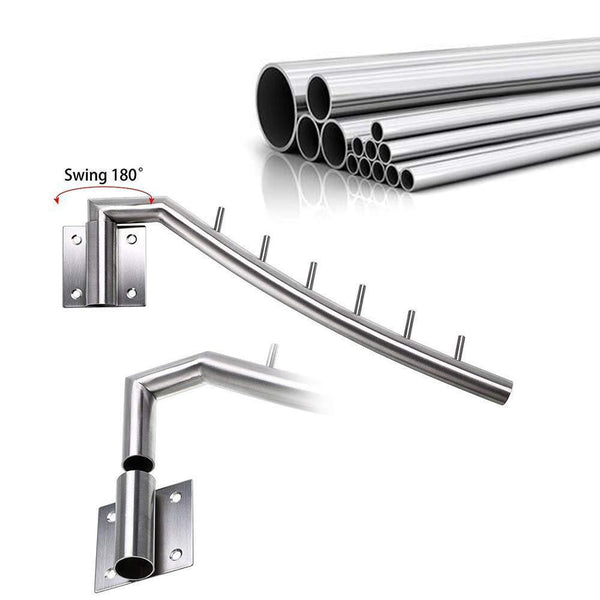 Featured wall mount clothing rack 2 pack stainless steel hanging drying clothes hanger with swing arm holder heavy duty laundry closet storage organizer rod space saver clothing for bedrooms bathrooms