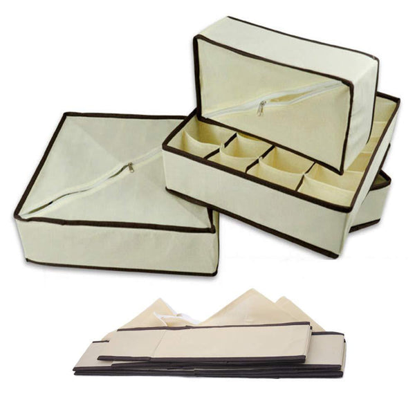 Select nice aitmexcn closet underwear organizer foldable storage box drawer divider kit for socks panties bra ties clothing set of 4 beige
