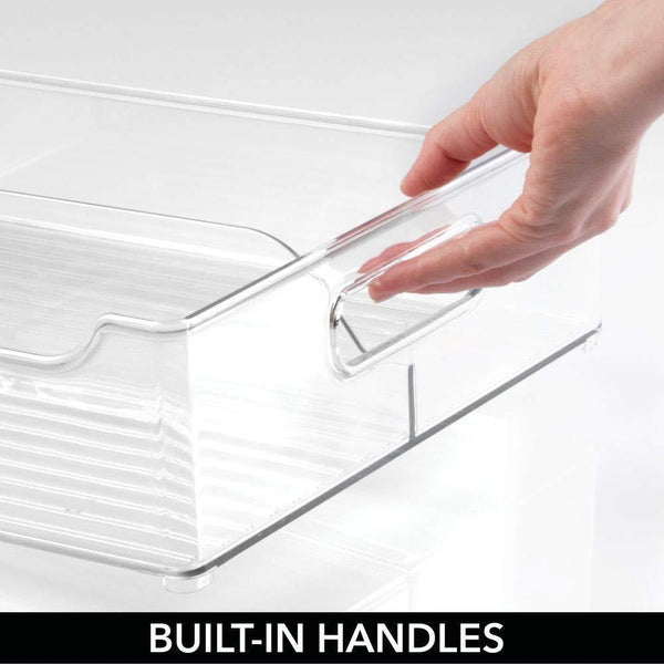 Shop mdesign plastic closet storage bin with handles divided organizer for shirts scarves bpa free 14 5 long 2 pack clear