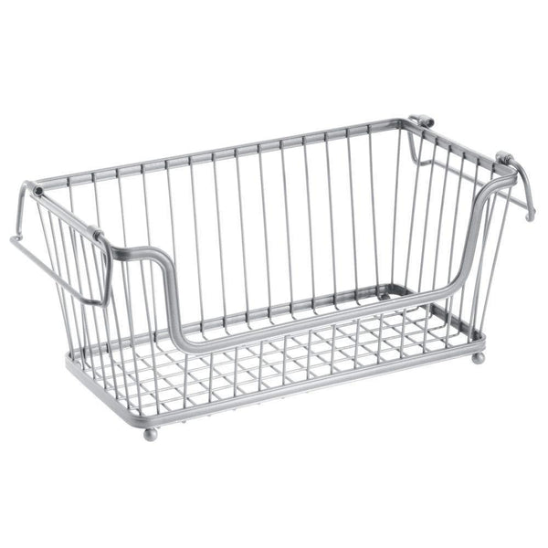 Top rated mdesign modern farmhouse metal wire household stackable storage organizer bin basket with handles for kitchen cabinets pantry closets bathrooms 12 5 wide 6 pack chrome