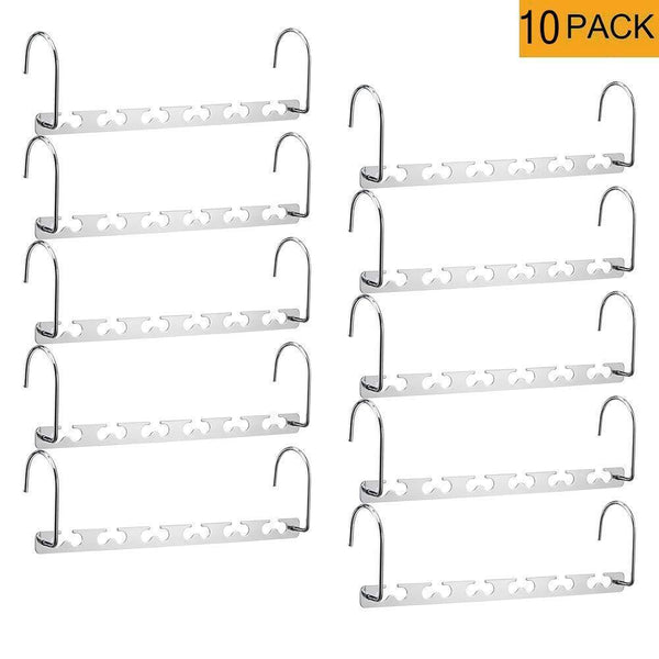 Best seller  meetu space saving hangers wonder multifunctional clothes hangers stainless steel 6x2 slots magic hanger cascading hanger updated hook design closet organizer hanger pack of 10