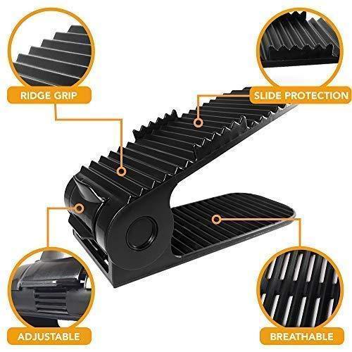 Order now new upgraded adjustable shoes organizer best quality shoe slots closet storage space saver durable holds high heels to sneakers for men women and kid shoes 8 pack in black