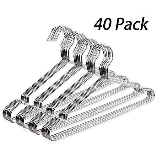 Discover the best yikalu clothes hangers 40 pack stainless steel metal hangers heavy duty wire hangers ultra thin coat hangers closet wardrobe 16 5 inch