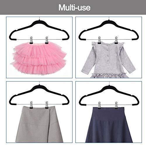 Products yikalu clothes hangers with clips 20 pack velvet hangers non slip hangers premium ultra thin pants hangers skirt hangers with swivel hooks for closetblack