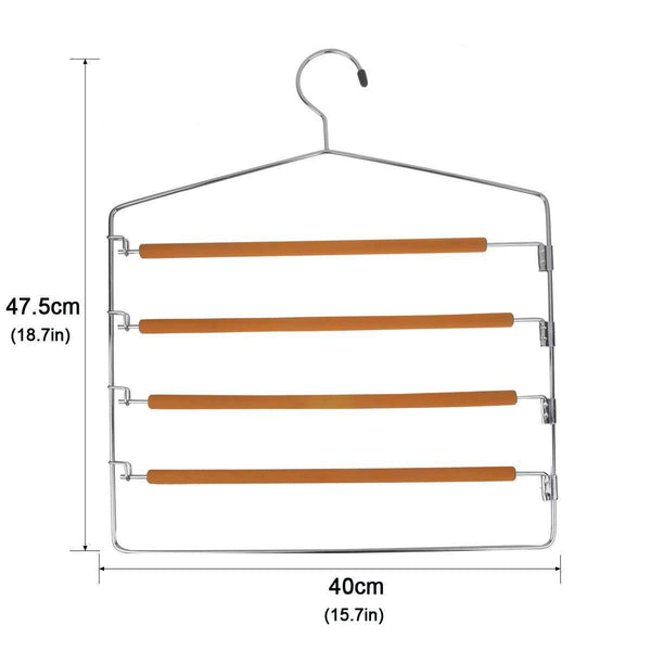 Discover the best takoyi clothes pants hangers space saving non slip trouser hangers stainless steel multi layer metal pant hangers foam padded swing arm pants hangers closet storage organizer orange 4 pack