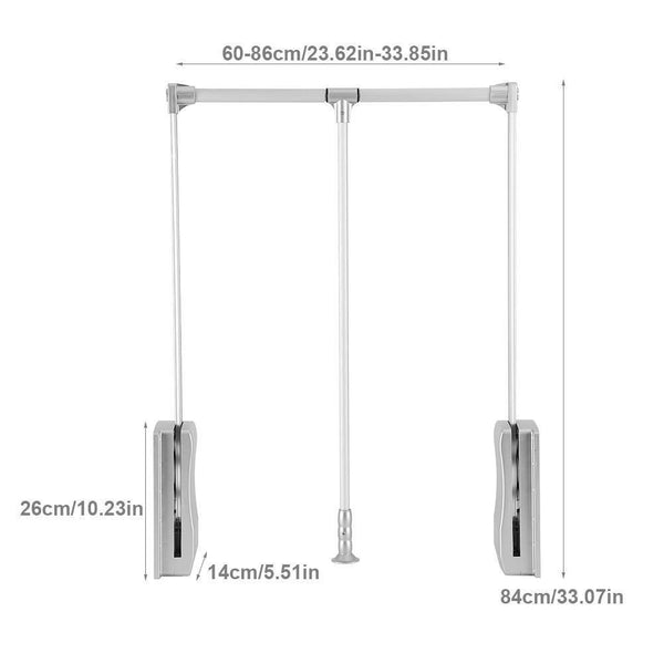 Buy gototop wardrobe hanger aluminum closet storage organizer clothes hanger adjustable pull down closet rod wardrobe lift organizer 600 830mm