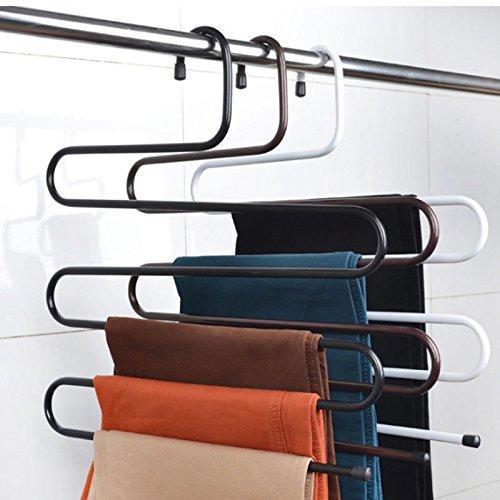 Latest hunger metal multi fonction s shape clothes closet hangers clothing organizer black