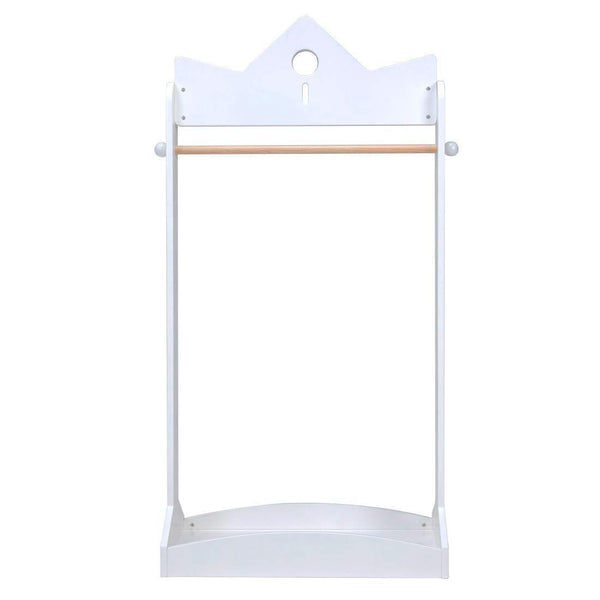 Explore jolie vallee toys home 2 in 1 kids wood armoire wardrobe crown clothes rack white baby clothes storage rack standing closet boutique clothes rack organizer for toddler girls 2 5 years