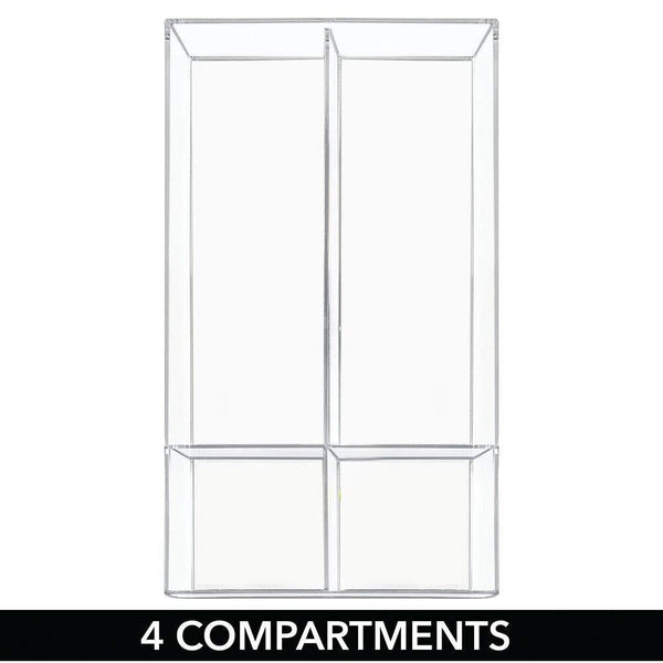 Shop for mdesign plastic divided drawer organizer for home office desk drawer shelf closet holds highlighters pens scissors adhesive tape paper clips note pads 4 sections 16 long 4 pack clear