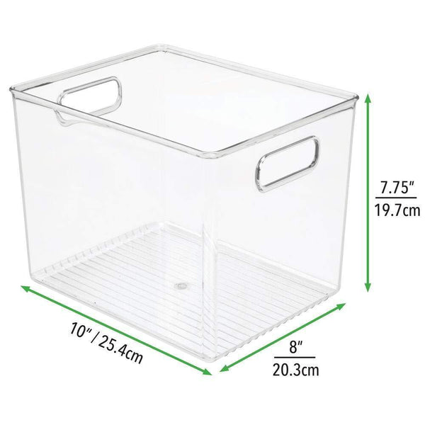 Select nice mdesign plastic home storage basket bin with handles for organizing closets shelves and cabinets in bedrooms bathrooms entryways and hallways 4 pack clear