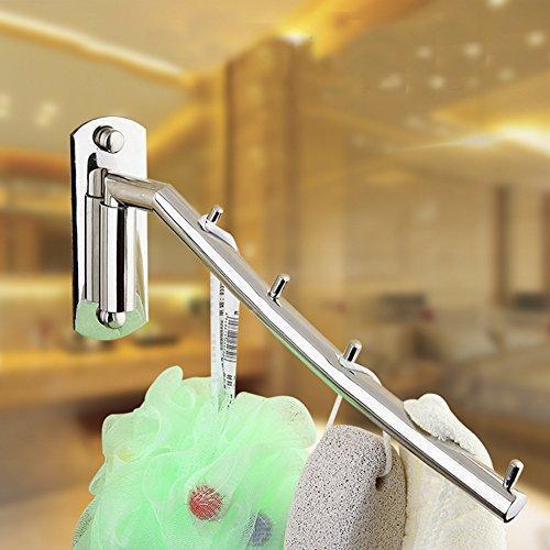 Discover catanexus folding wall mounted clothes hanger rack clothes hook stainless steel with swing arm holder clothing hanging system closet storage organizer heavy duty drying rack with 5 hooks polished finish
