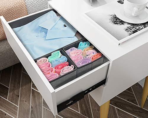 Get onlyeasy foldable cloth storage box closet dresser drawer organizer cube basket bins containers divider with drawers for scarves underwear bras socks ties 6 pack linen like grey mxdcb6p