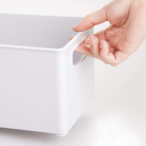 Top rated mdesign plastic stackable home storage organizer container bin box with handles for media consoles closets cabinets holds dvds blu ray video games gaming accessories 4 pack light gray