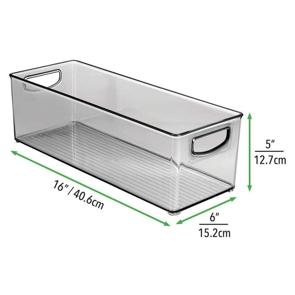 Storage mdesign plastic stackable household storage organizer container bin with handles for media consoles closets cabinets holds dvds video games gaming accessories head sets 8 pack smoke gray