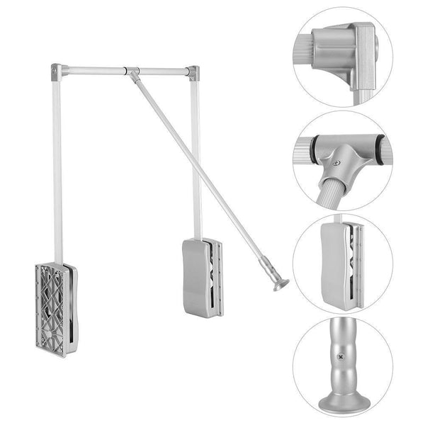 Buy now gototop wardrobe hanger aluminum closet storage organizer clothes hanger adjustable pull down closet rod wardrobe lift organizer 600 830mm