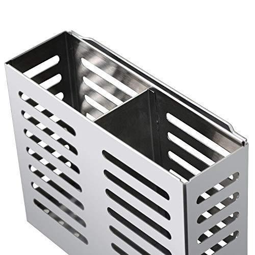 Explore junyuan kitchen wall mount utensil racks flatware hanging closet organizer holder for spoons knives forks chopsticks drainer basket 2 slots cookware cutlery holder with drain holes stainless steel
