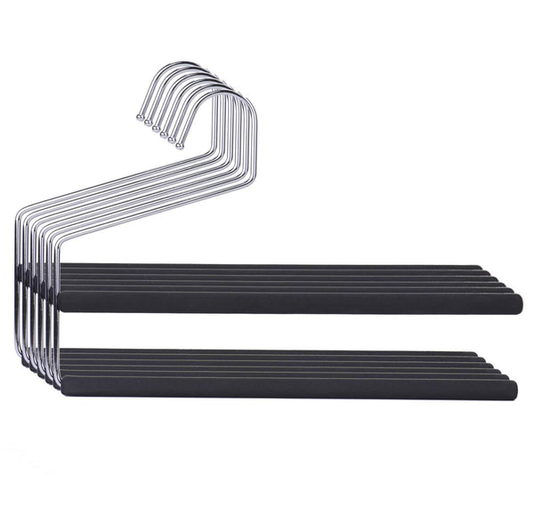 Shop for bekith 6 pack 2 tier slack pant hangers open ended easy slide trouser organizer space saving non slip foam padded closet storage organizer for pants jeans trousers skirts scarf