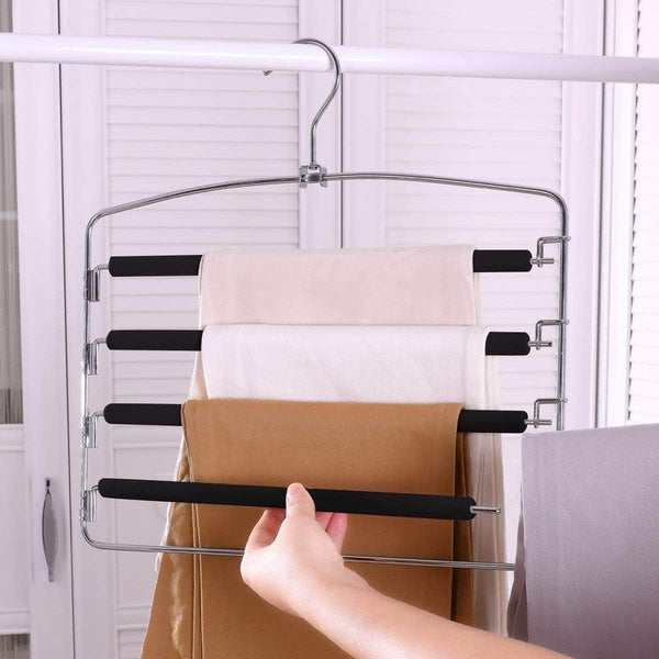 Buy doiown pants hangers slacks hangers space saving non slip stainless steel clothes hangers closet organizer for pants jeans trousers scarf 4 pack large size 17 1high x 15 9width