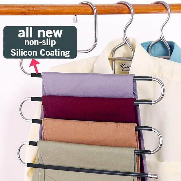 Amazon star fly pants hangers non slip updated s shaped 5 layers hangers closet space saver for jeans scarf tie clothes6 pack
