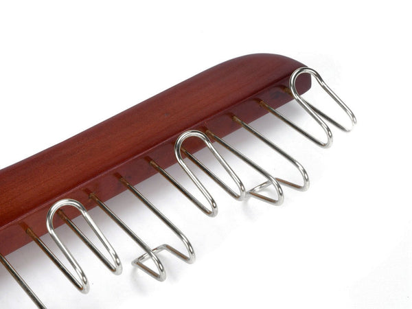 Home amber home gugertree wooden collection multifunctional closet accessories 12 belt and tie hanger cherry color chrome hook