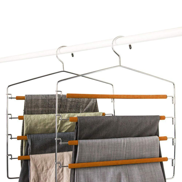 Explore takoyi clothes pants hangers space saving non slip trouser hangers stainless steel multi layer metal pant hangers foam padded swing arm pants hangers closet storage organizer orange 4 pack