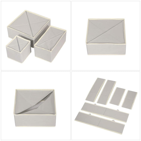 Kitchen diommell foldable cloth storage box closet dresser drawer organizer fabric baskets bins containers divider with drawers for baby clothes underwear bras socks lingerie clothing set of 12 grey 444