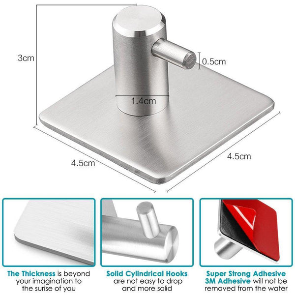 Products self adhesive hooks keku 6 pack heavy duty stainless steel bathroom tower hooks for closets coat robe hanger rack wall mount