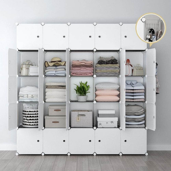 Try yozo modular closet portable wardrobe for teens kids chest drawer ployresin clothes storage organizer cube shelving unit multifunction toy cabinet bookshelf diy furniture white 25 cubes