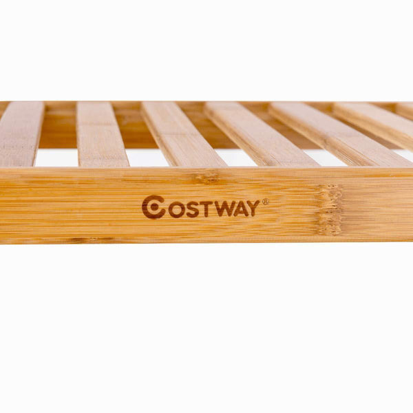 Amazon costway multifunctional bamboo shelf bathroom rack storage organizer rack plant display stand w several cell closet storage cabinet 5 tier