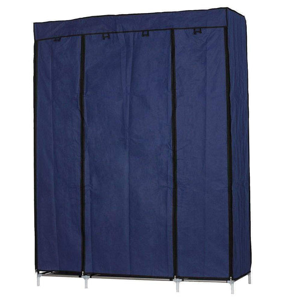 Budget friendly halffle closet storage organizer 5 layer 12 compartment non woven fabric wardrobe portable clothes closet shelves with metal shelves and dustproof non woven fabric cover us stock navy blue