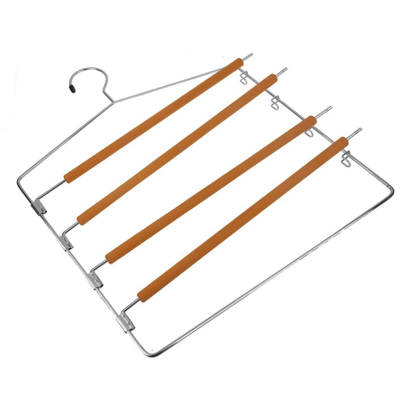 Exclusive takoyi clothes pants hangers space saving non slip trouser hangers stainless steel multi layer metal pant hangers foam padded swing arm pants hangers closet storage organizer orange 4 pack