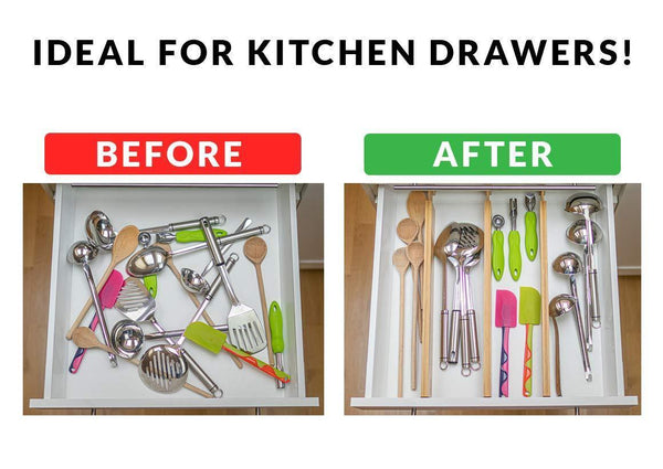 Storage organizer drawer dividers bamboo kitchen organizers set of 6 spring loaded drawer divider adjustable expandable drawer organizer best for kitchen bedroom dresser baby drawers closet