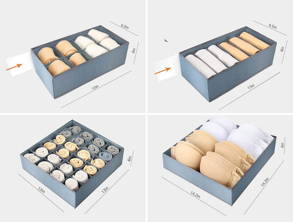 Cheap underwear organizer dresser drawer organizer foldable closet drawer dividers washable sock organizer storage bra box fabric bin for baby clothes panties lingeries ties belts