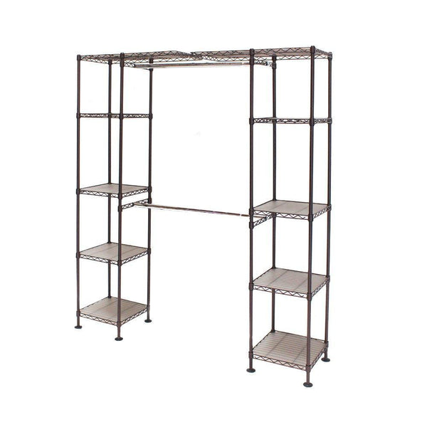 Top seville classics double rod expandable clothes rack closet organizer system 58 to 83 w x 14 d x 72 satin bronze