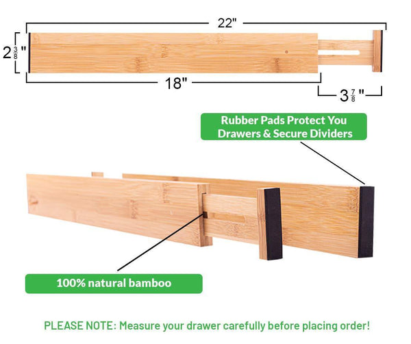 Top drawer dividers bamboo kitchen organizers set of 6 spring loaded drawer divider adjustable expandable drawer organizer best for kitchen bedroom dresser baby drawers closet