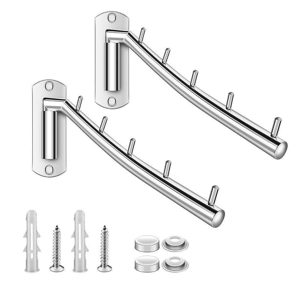 Order now newdora 2 pack folding wall mounted clothes hanger rack clothes hook stainless steel with swing arm holder clothing hanging system closet storage organizer heavy duty drying rack wall mount hanger